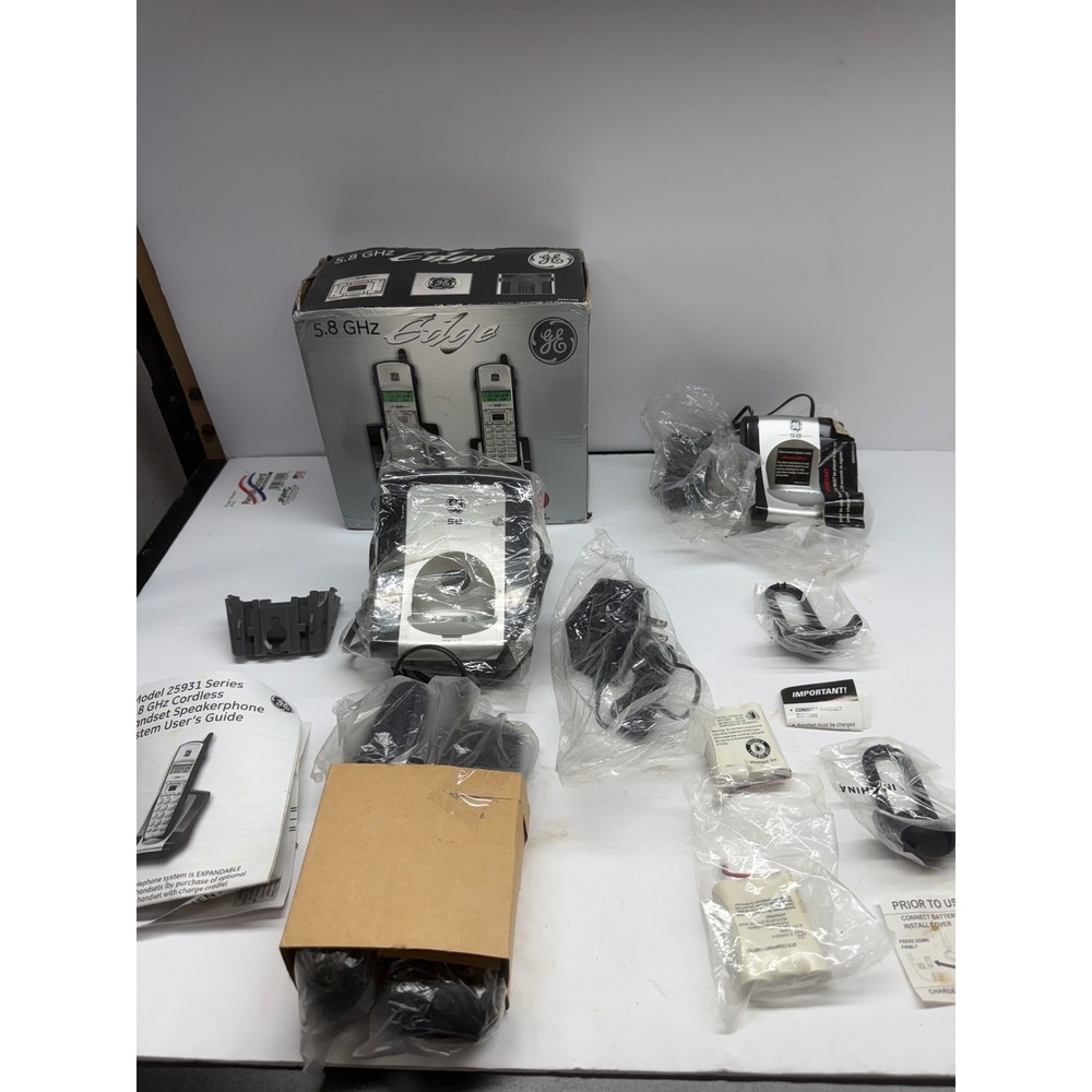 GE Edge 5.8 GHz Cordless Phone System 2 Handsets Expandable 25931EE2 Silver